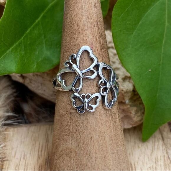 Sterling Silver Multi Butterfly Ring - Picture 2 of 5